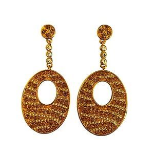 Vintage Nolan Miller Animal Print Swarovski Crystal Hoop Earrings